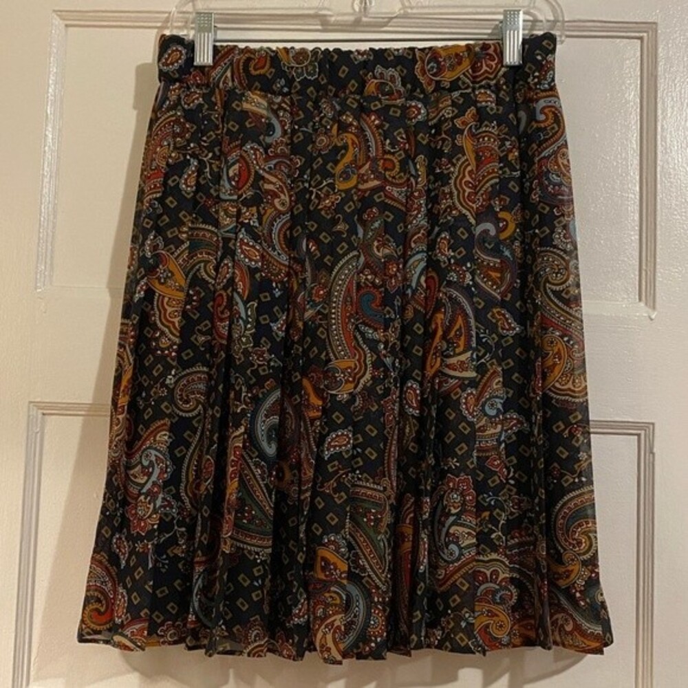 Tommy Hilfiger Elastic Waist Flouncy Pleated Paisley Skirt